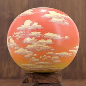 Rare Don Jones "Sky Orb" Hand Painted in Shades of Orange Yellow Sunrise 6.5”